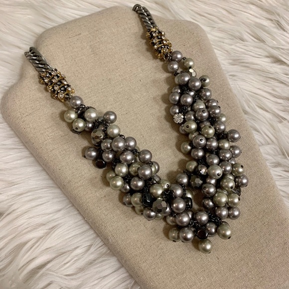Stella & Dot Isadora Hematite Pearl Bib Necklace - Picture 5 of 5